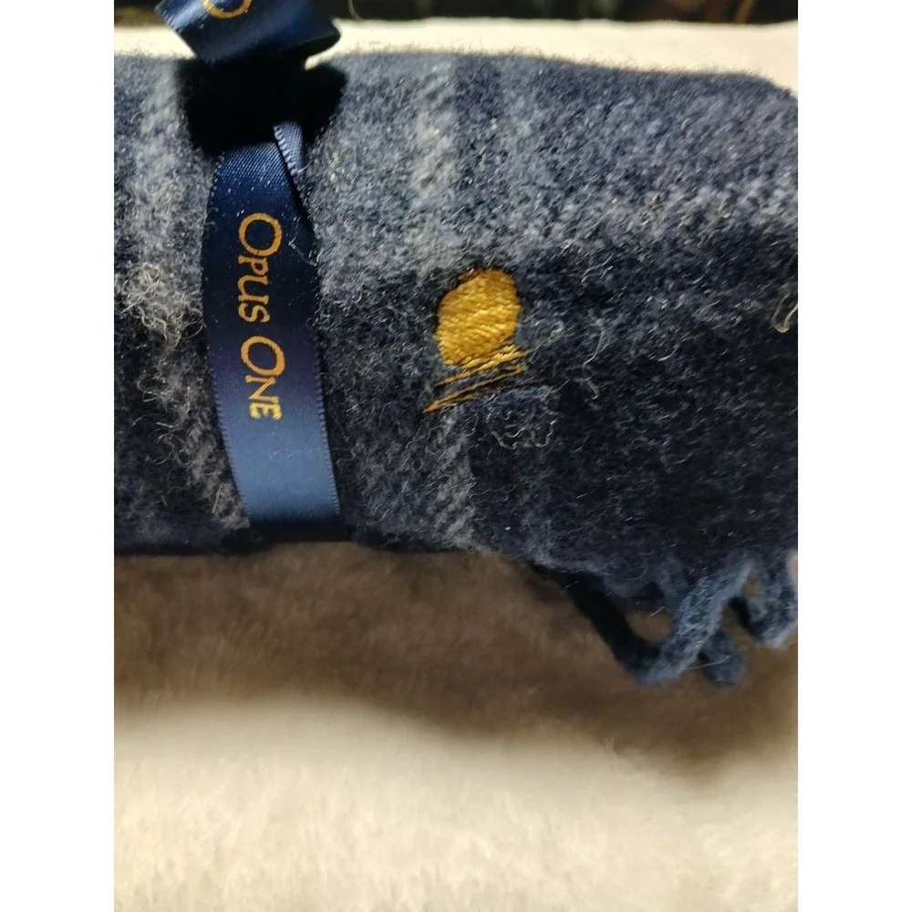 Polo Ralph Lauren x‎ Opus One Rare Corporate Gift Scarf - Navy Plaid Wool Blend